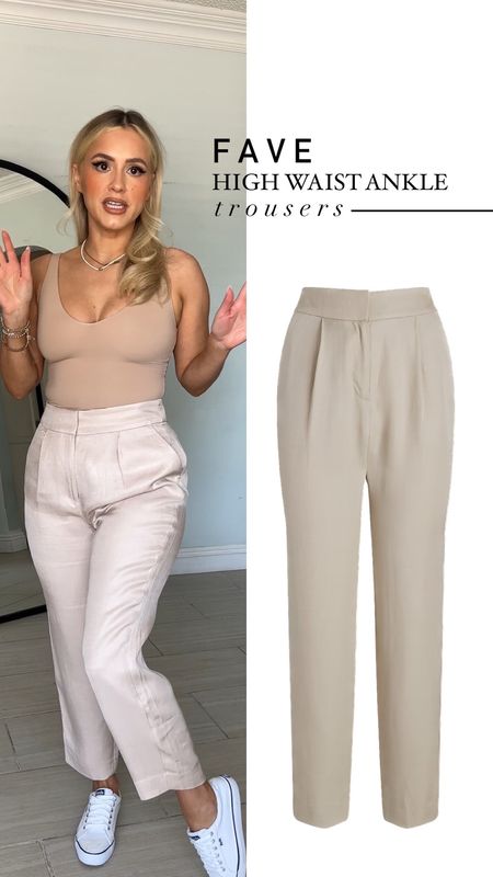 These are linen high, waisted ankle trousers that are also amazing. They are double lined. They don’t have much stretch, but they are TTS. They have multiple length/height options. I’m wearing them in a size 6R. 

#LTKU #LTKunder100 #LTKFind