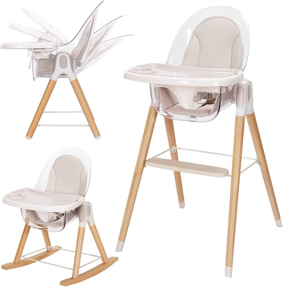 Baby High Chair, 7-in-1 Grow with Family Convertible Wooden High Chair for Babies and Toddlers, R... | Amazon (US)