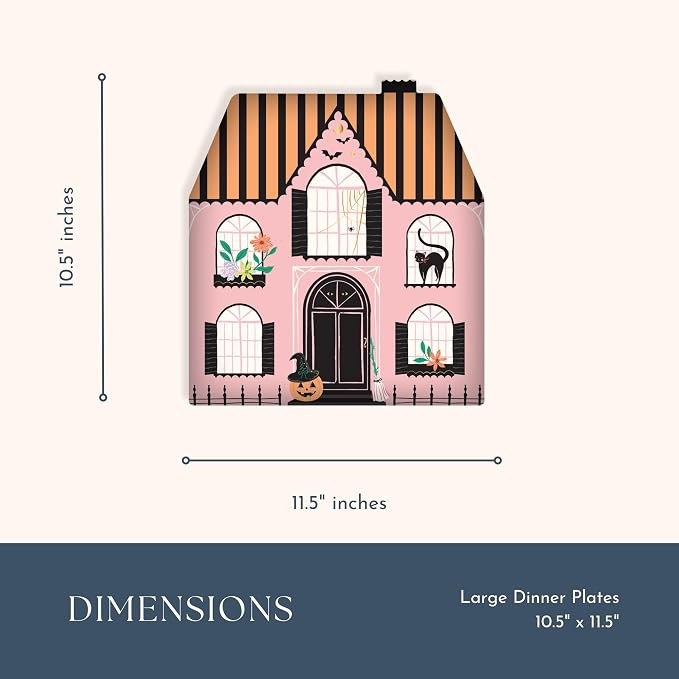 Bonjour Fête Pink Haunted House Large Plates, Pack of 8, 10.5" | Halloween haunted house print, ... | Amazon (US)