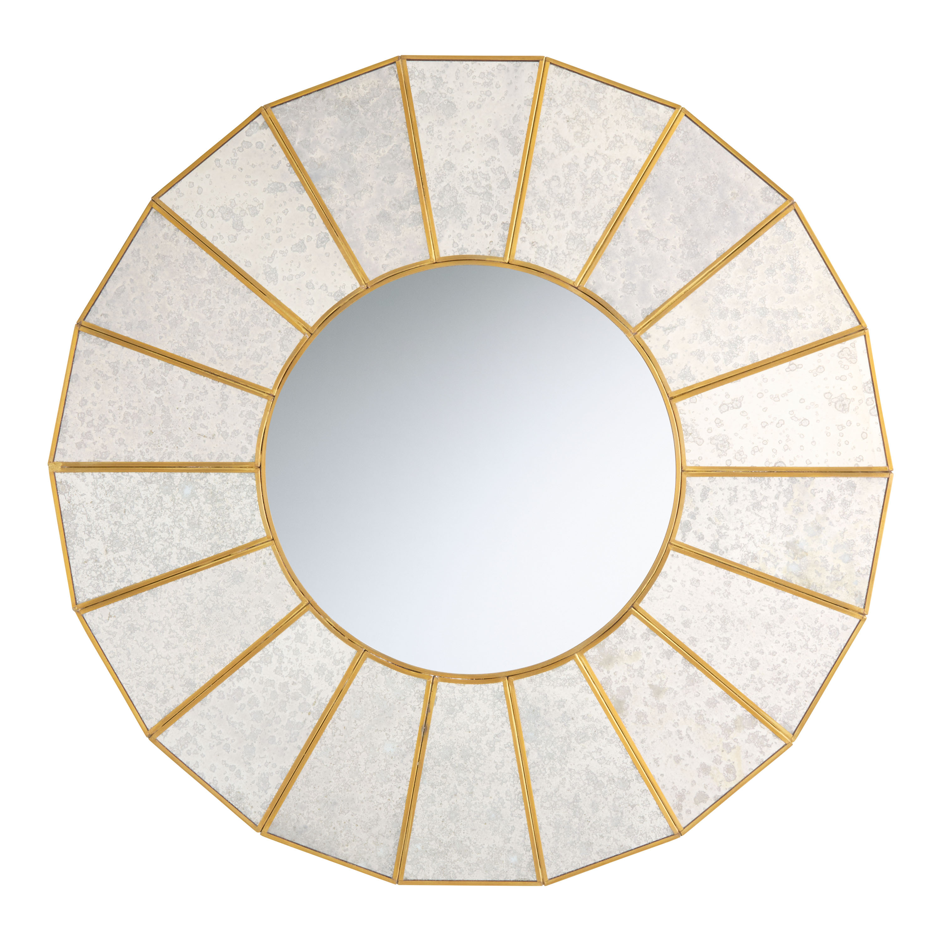 Round Antique Brass Radial Panel Wall Mirror | World Market