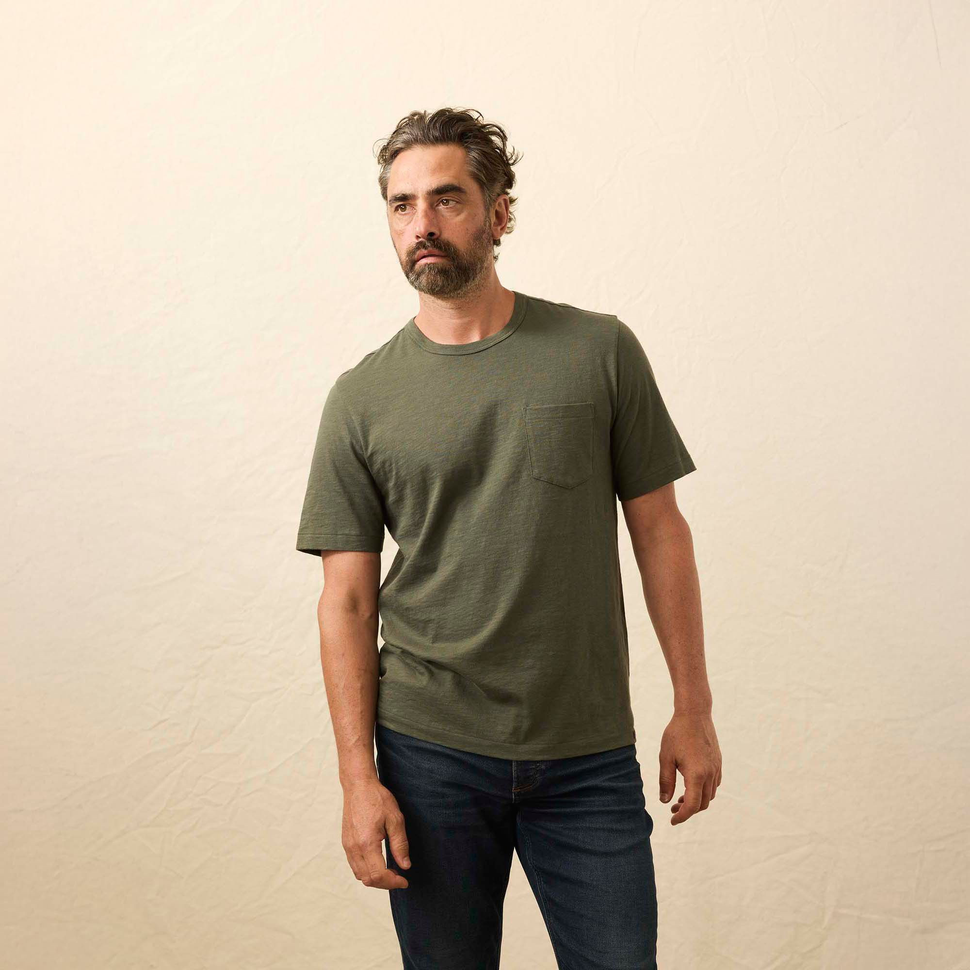 Faherty Men's Sunwashed Pocket Short Sleeve T-Shirt, XL, Fall Evergreen | DICK'S Sporting Goods