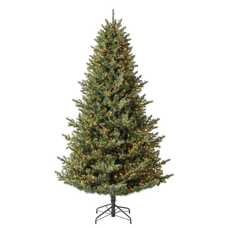 My Texas House 7.5' Pre-Lit Grand Spruce Green Artificial Christmas Tree with LumaDazzle Color-Ch... | Walmart (US)