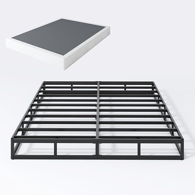 7 Inch Box Spring Full Size Bed Base, 3000 lbs Black Heavy Duty Metal Mattress Foundation with Ea... | Amazon (US)