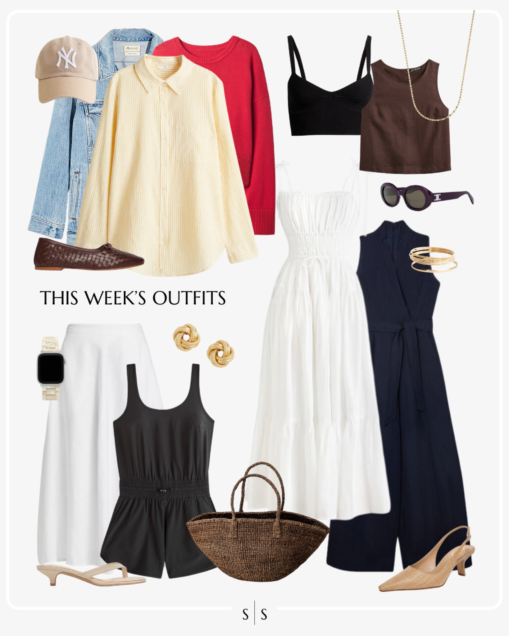 This week’s outfits: a preview of all I’ll be styling the first week in July. View the entire calendar on thesarahstories.com ✨

Denim jacket, oversized button up, red sweater, white maxi dress, black tank top, linen tank, white maxi skirt, romper, navy jumpsuit, tote bag, ballet flats, Summer accessories 

#LTKStyleTip