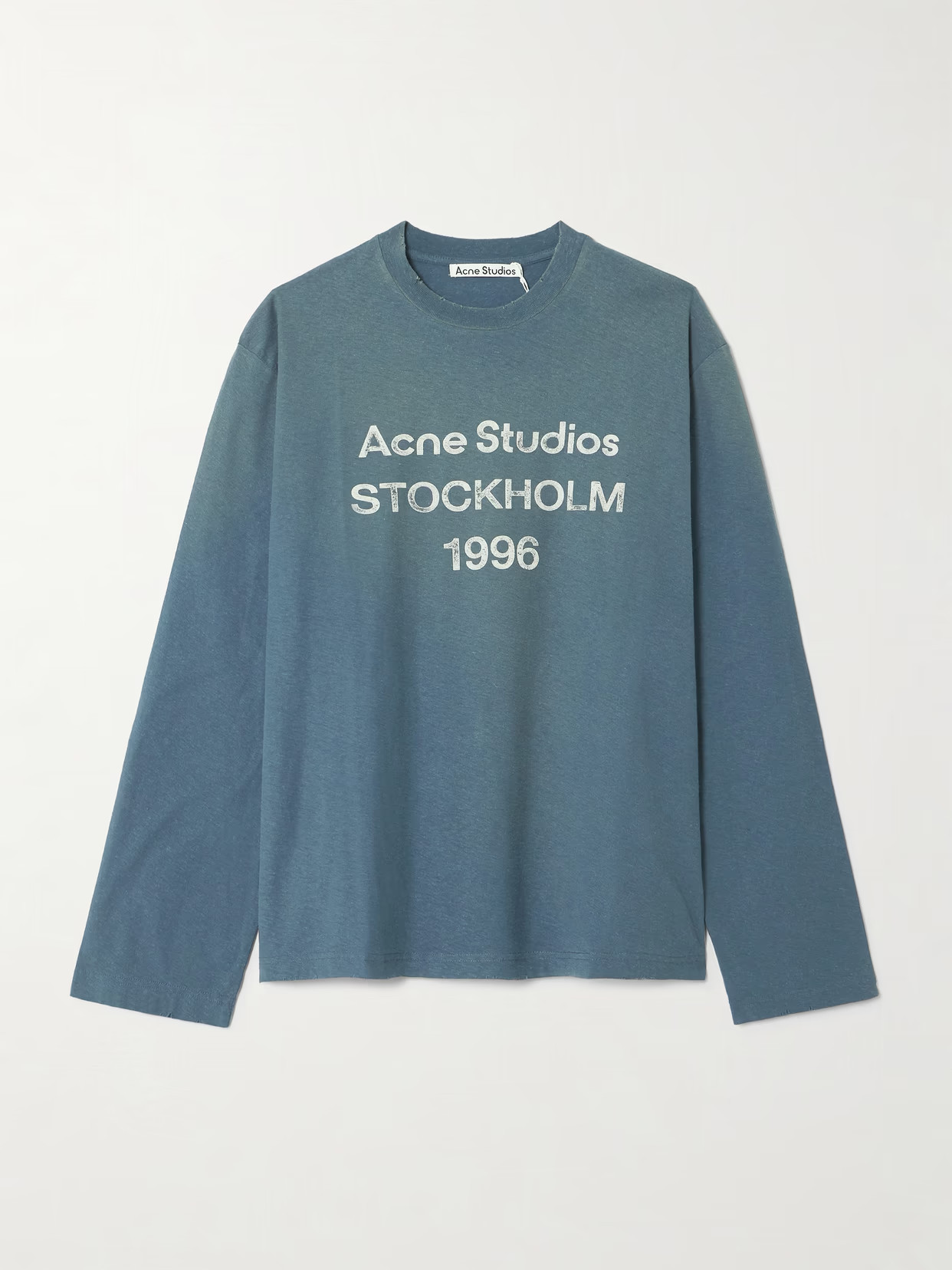 Acne Studios - Printed Organic Cotton And Hemp-blend Jersey T-shirt - Navy - xx large | NET-A-PORTER APAC