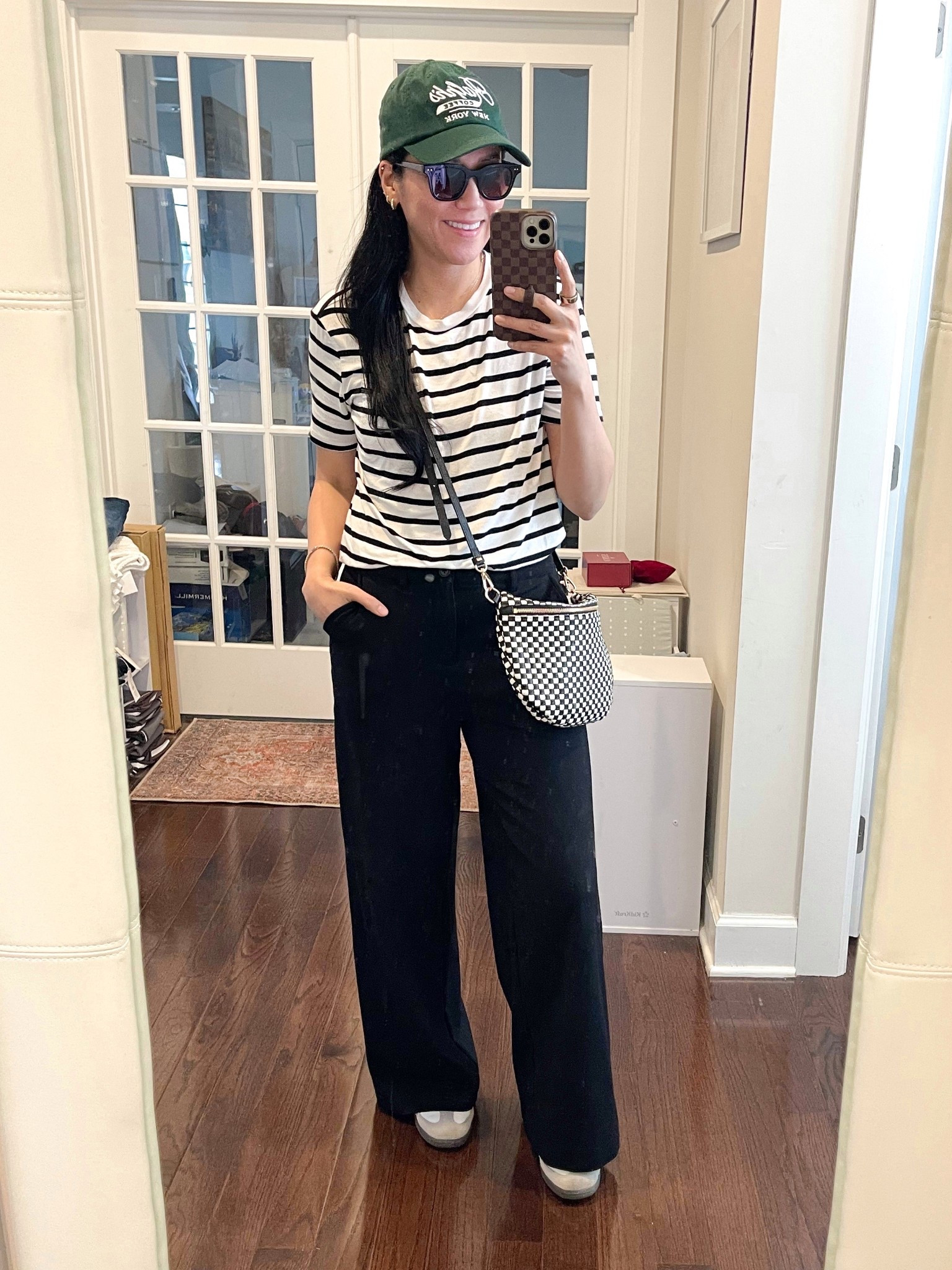 Exact tee is older from Old Navy
Size 00 trouser pants (sized down 2 sizes)
Sized down 1/2 in Sambas


#LTKootd #LTKOver40 #LTKmomlife