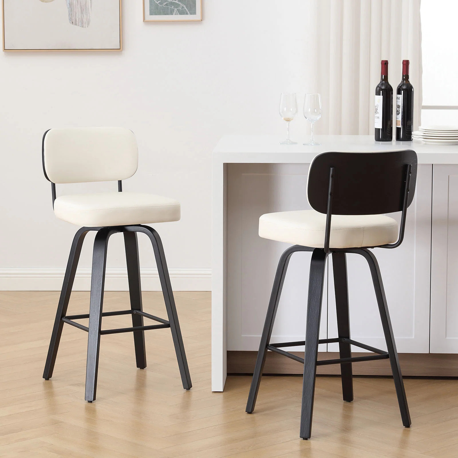 Logreira Swivel Upholstered Counter & Bar Height Stool (Set of 2) | Wayfair North America