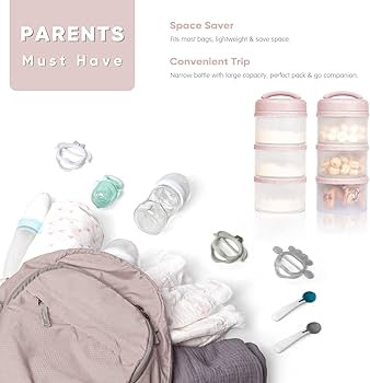 Termichy Stackable Formula Dispenser Portable Milk Powder Container, 2 Pack, Light Pink | Amazon (US)