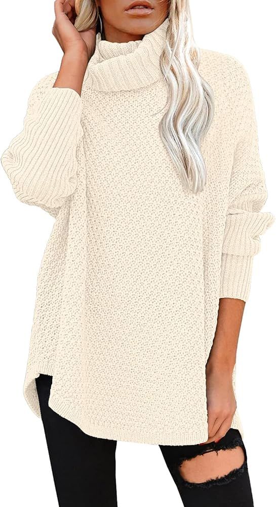 DOROSE Women's Oversized Turtleneck Long Sleeve Casual Pullover Knit Tunic Sweater | Amazon (US)