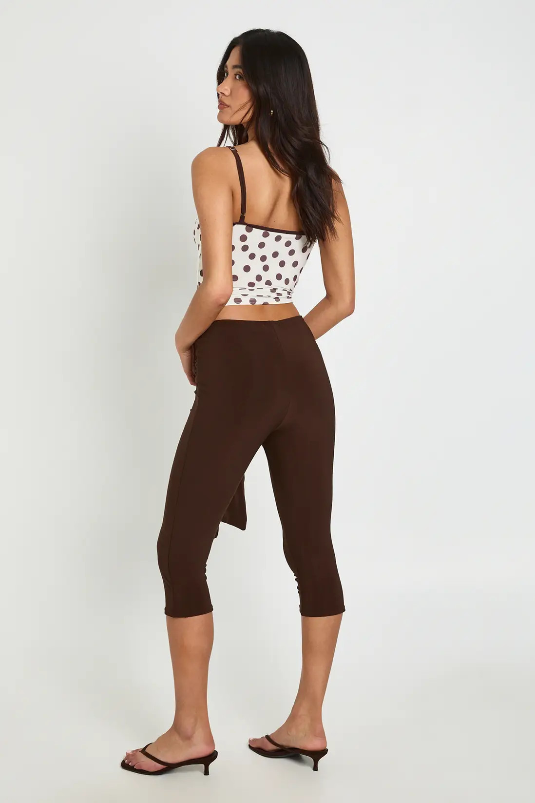 Chocolate Double Layer Slinky Tie Waist Capri | Boohoo | Boohoo.com (UK & IE)