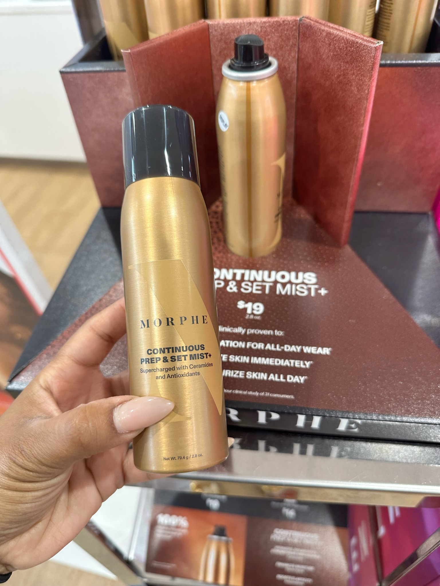 Fav Setting Spray. This is a must and loving the new gold look. 