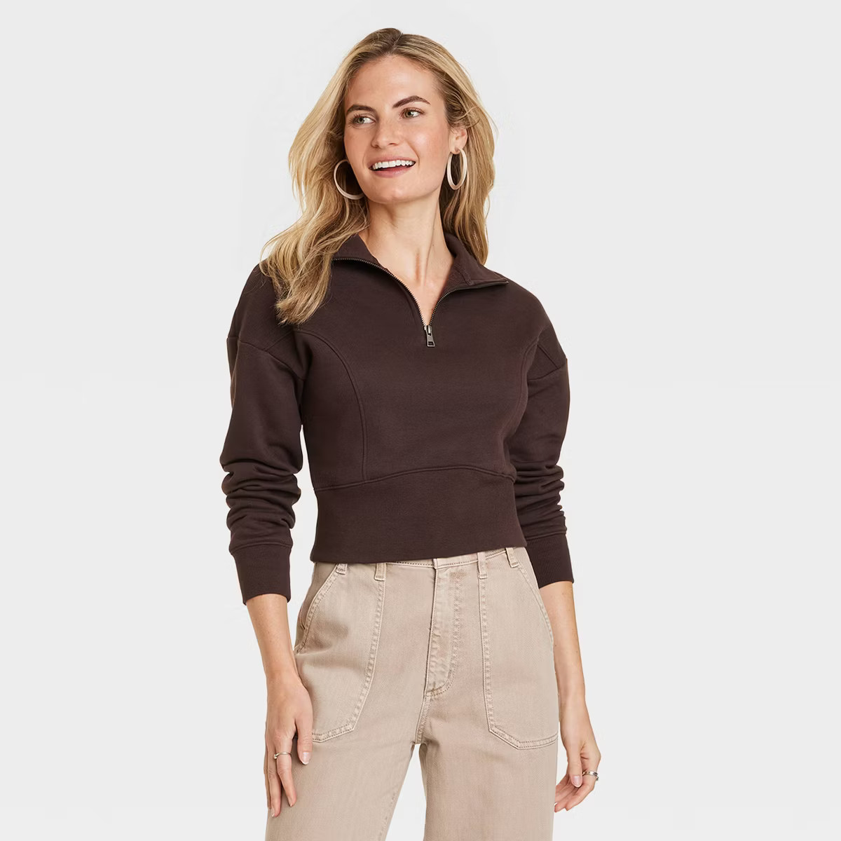 Women's Cropped Quarter Zip Sweatshirt - Universal Thread™ | Target