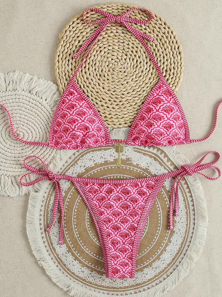 SHEIN Swim Mod Random Floral Print Bikini Set For Beach Vacation For Summer | SHEIN