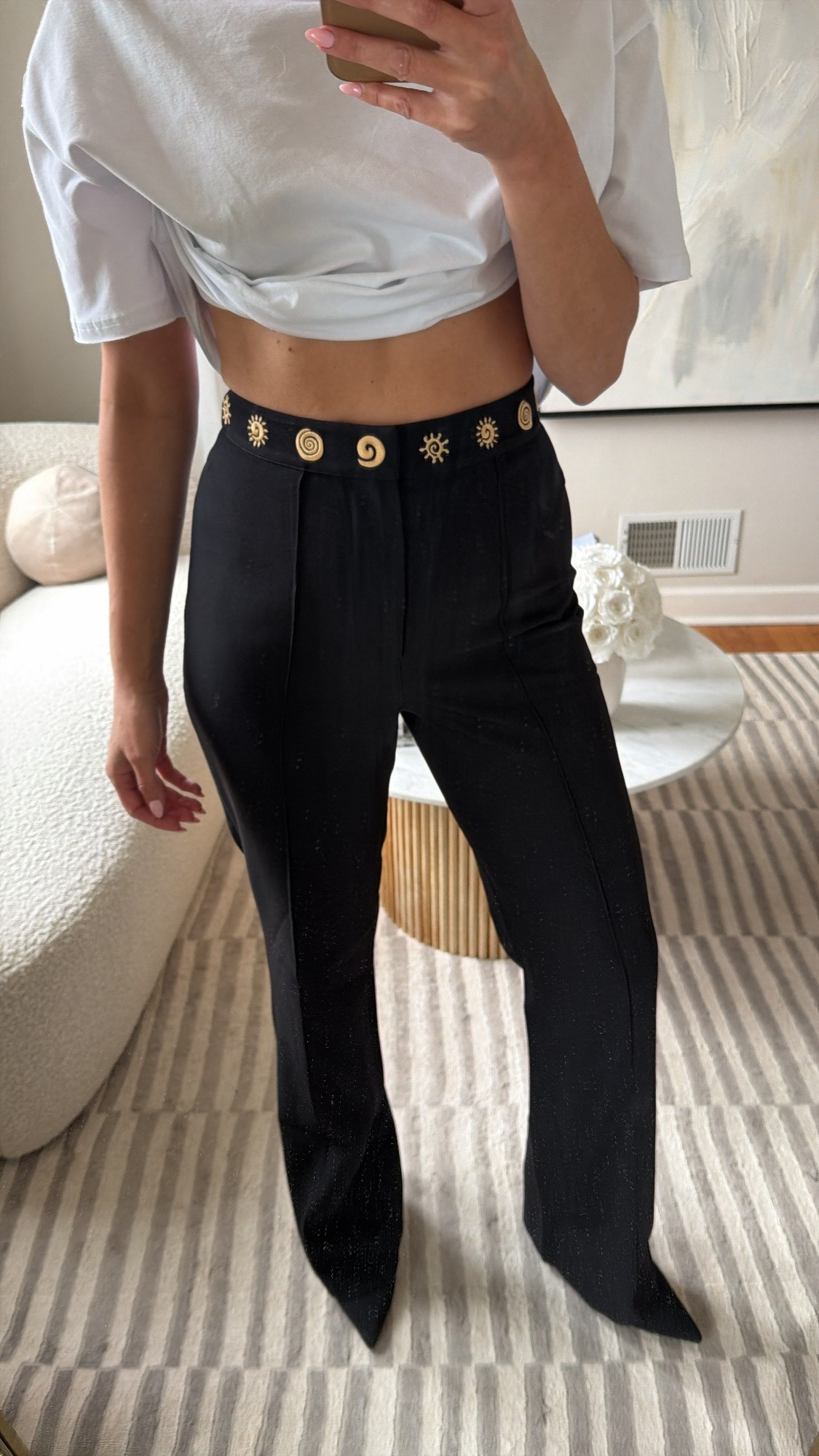 These designer pants are on sale at TJ Maxx, and Marshalls. They run true to size if in between sizes you can size down. Black flare, pants, work, casual, dressy.

#LTKootd #LTKSaleAlert