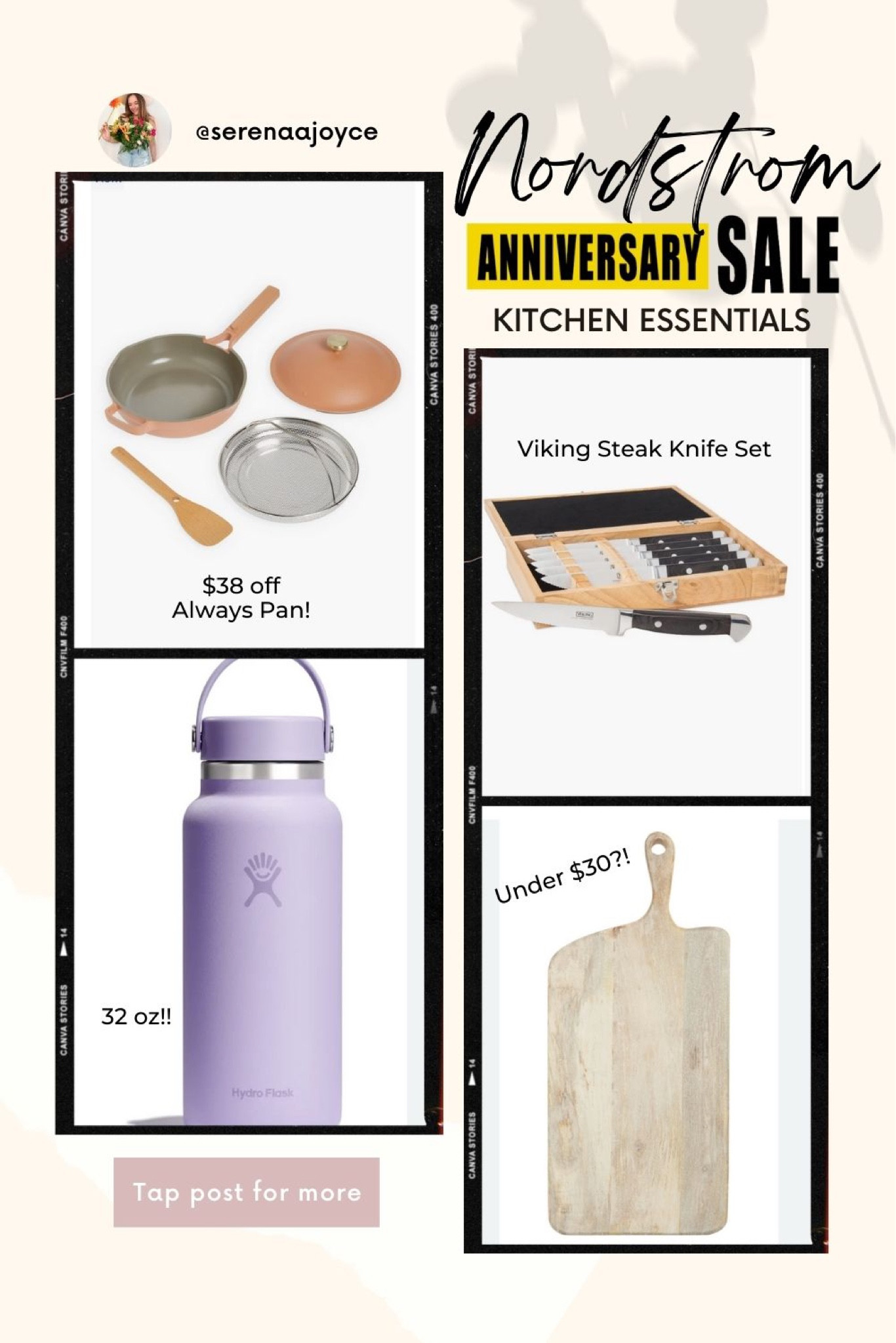 A few of my favorite kitchen decor finds from the Nordstrom anniversary sale! The always pan is on an amazing deal, and I can’t believe this high end cutting board is so cheap! 

Serving board, hydro flask, always pan, nordstrom sale, nordstrom anniversary sale, nsale, knife set

#LTKSeasonal #LTKunder50 #LTKunder100 #LTKFind #LTKstyletip #LTKsalealert #LTKhome

#LTKxNSale