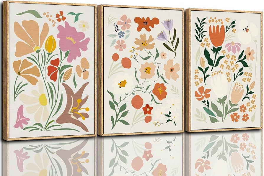 CHDITB Henri Matisse Framed Canvas Wall Art Prints, Pink Beige Flower Market Wall Decor, Minimali... | Amazon (US)