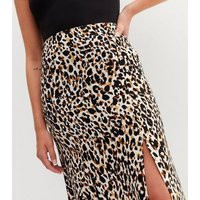 Tall Brown Leopard Print Split Hem Midi Skirt New Look | New Look (UK)