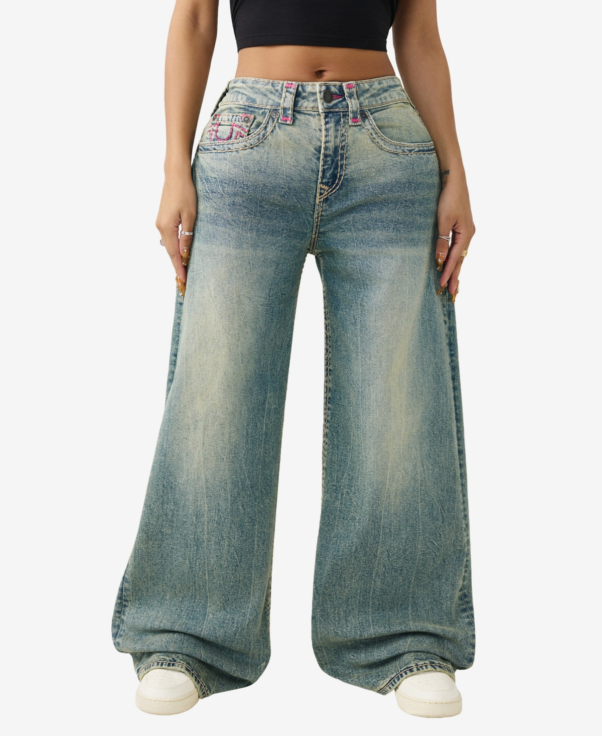 True Religion Women's Jessie Super Baggy Super T Jeans - Studio Static | Macy's