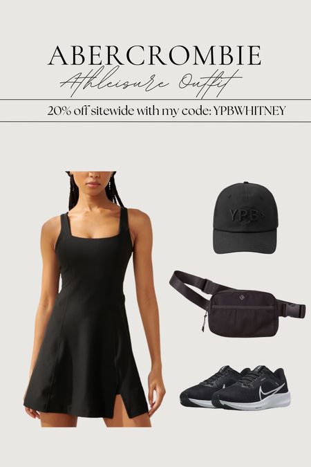 ABERCROMBIE ATHLEISURE OUTFIT 
➡️ Use My Code : YPBWHITNEY for 20% off sitewide 
—


Tennis dress, baseball hat, all black outfit, travel fit, belt bag, sneakers , Nike 

#LTKtravel #LTKsalealert #LTKunder100