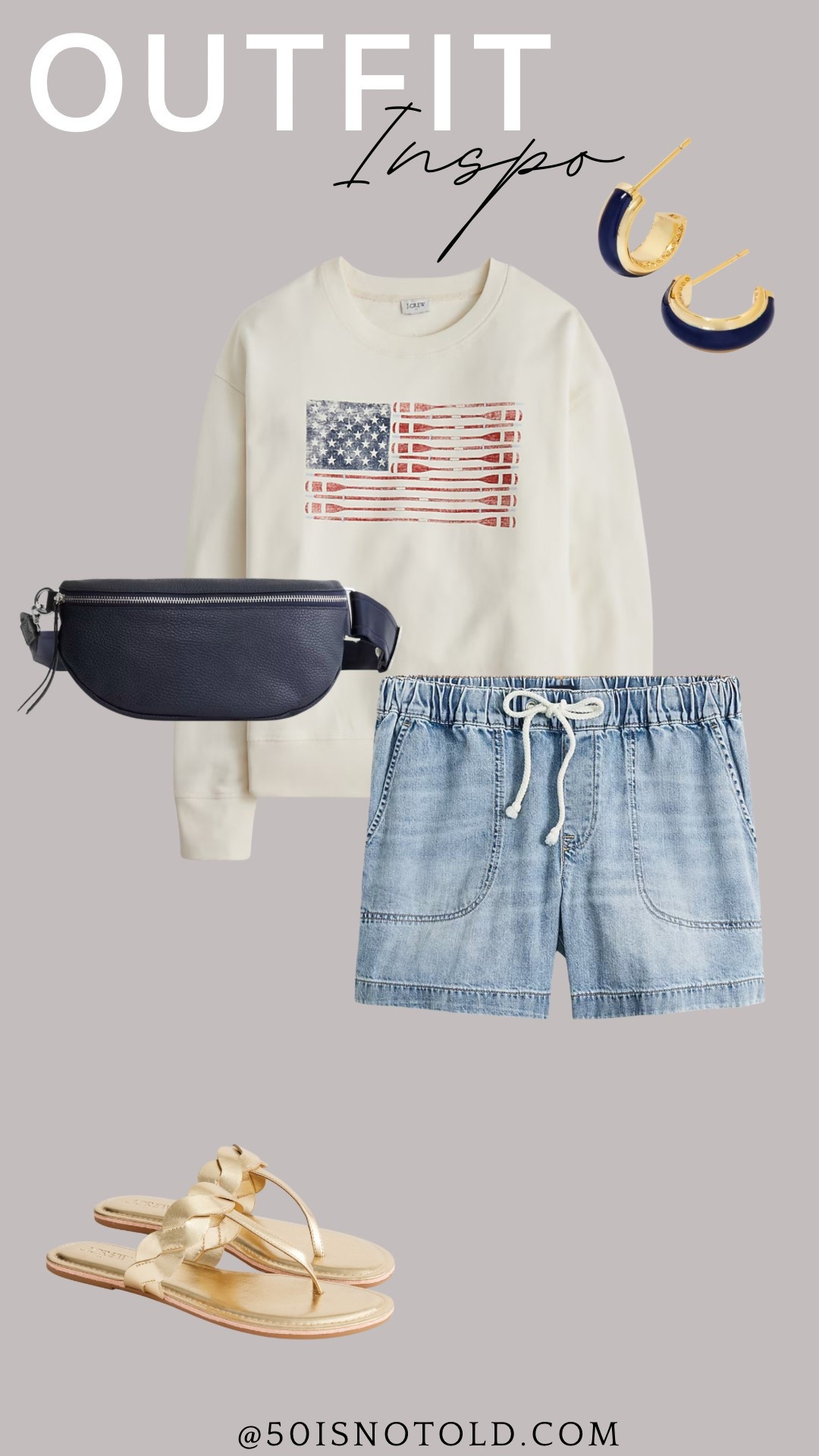 Memorial Day outfit idea! Such an easy throw on and go outfit for the lake or going out with family. Summer outfit | crossbody bag | USA sweater 

#LTKFindsUnder50 #LTKStyleTip #LTKOver40
