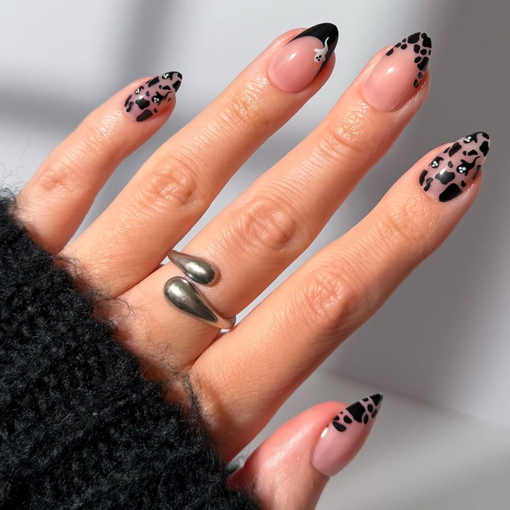 Glamnetic Halloween Press On Nails, Short Almond Glossy, Ghosted | Amazon (US)