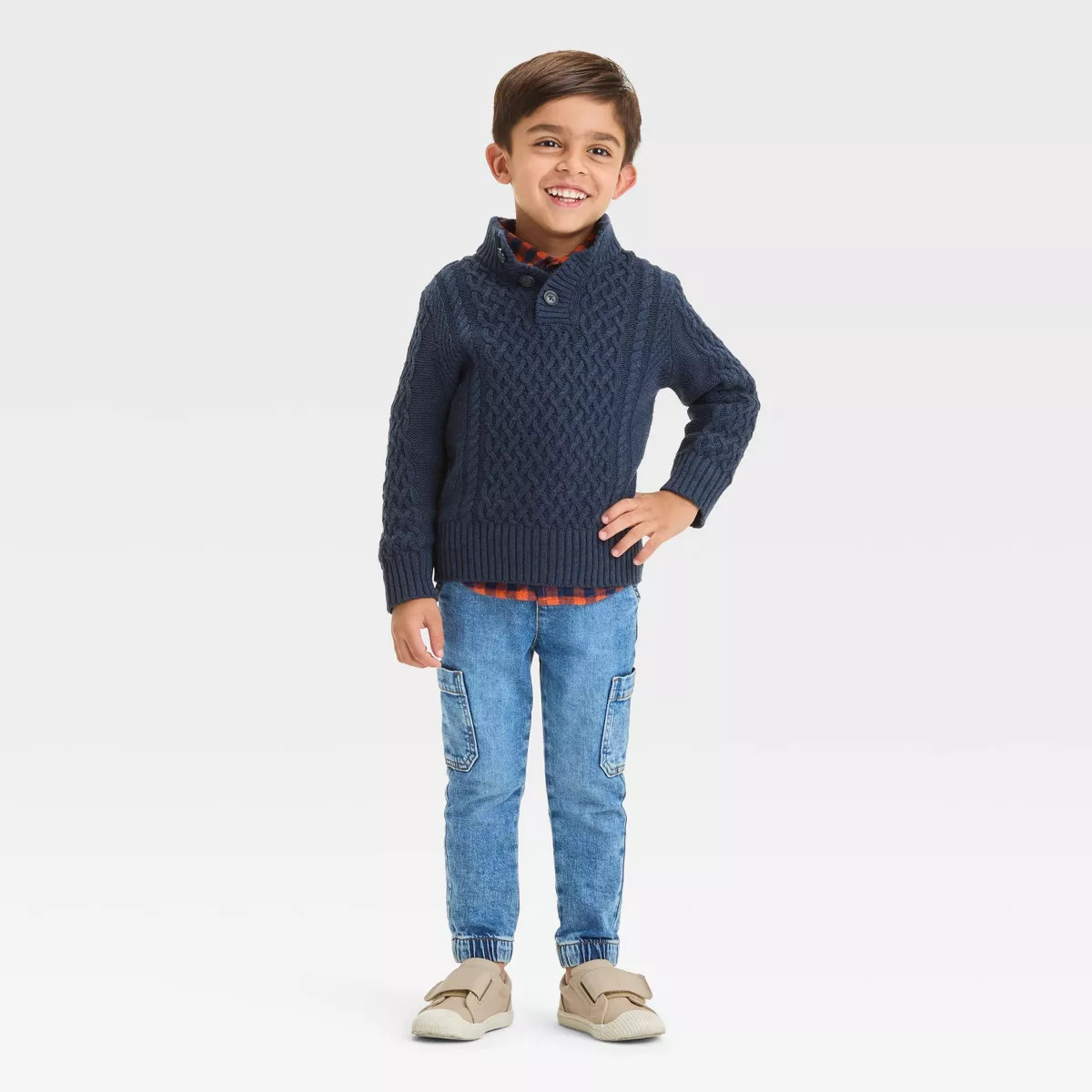 Toddler Boys' Mockneck Pullover Sweater - Cat & Jack™ Navy Blue 18M | Target
