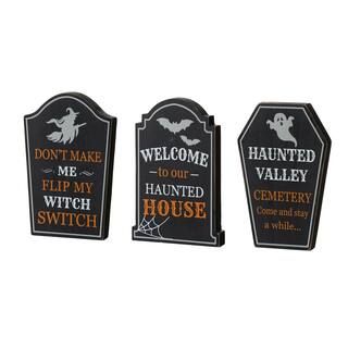 Glitzhome® 7" Tombstone Halloween Table Sign Set | Michaels Stores