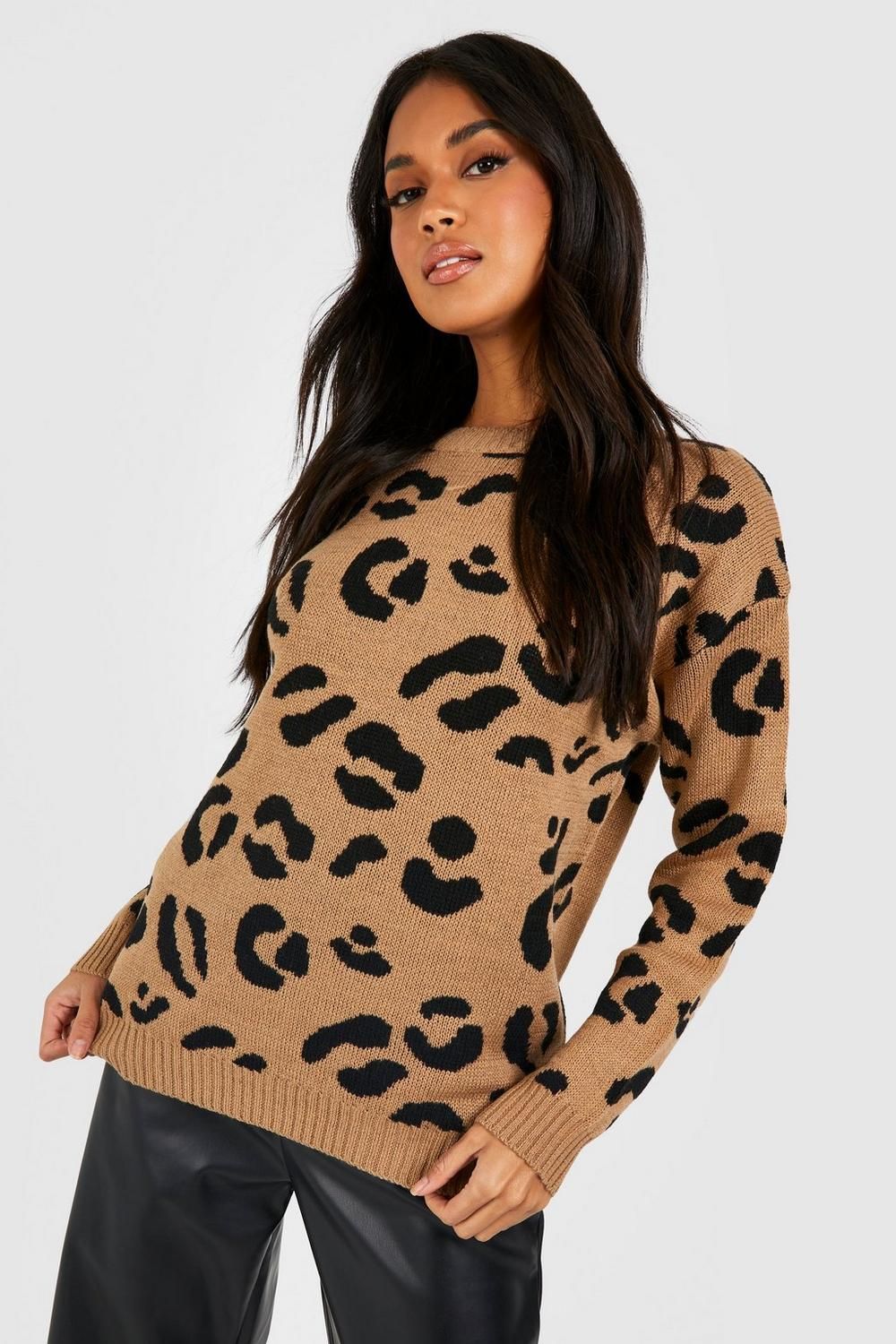 Leopard Knitted Jumper | Boohoo.com (US & CA)