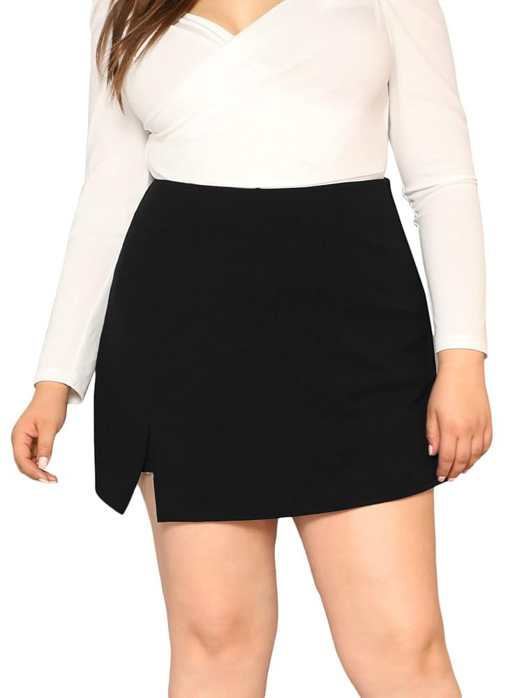 Floerns Women's Plus Size Asymmetrical Skorts High Waisted Skirts Shorts | Amazon (US)