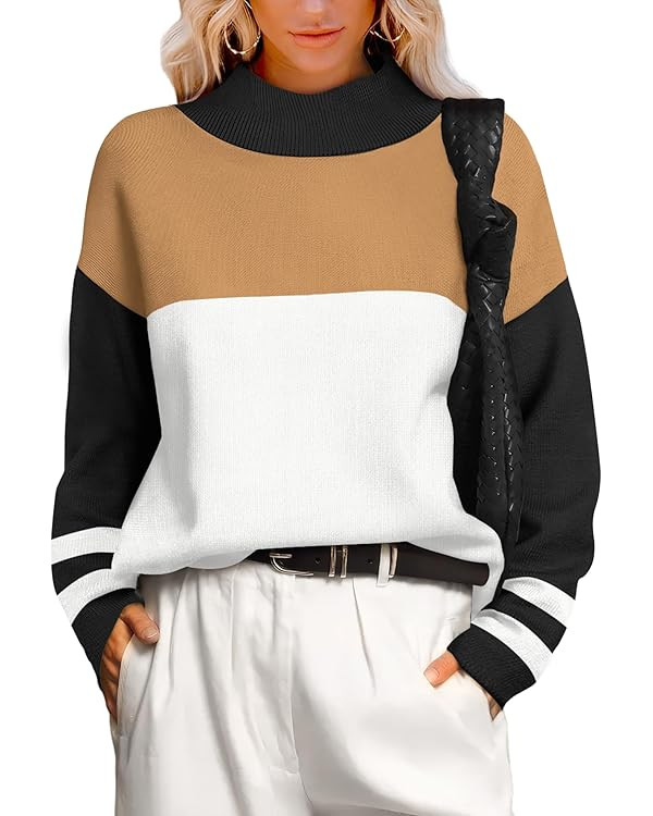 XIEERDUO Fall Sweaters for Women 2024 Turtleneck Oversized Batwing Long Sleeve Knit Pullover Plai... | Amazon (US)