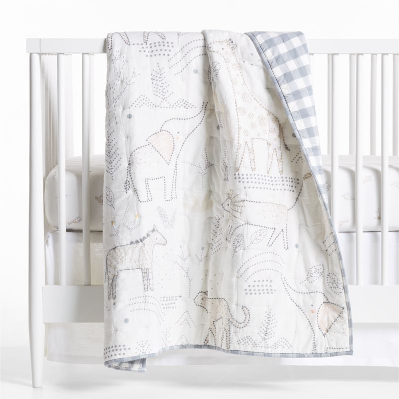 Safari Friends Gauze Organic Cotton Baby Crib Quilt + Reviews | Crate & Kids | Crate & Barrel