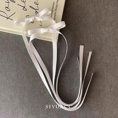 2pcs/Pack Ladies' White Bowknot Ribbon Hair Clips For Side Ponytail, Elegant Hair Accessories For Daily Wear Valentine's Day Valentines | SHEIN