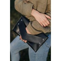 Leather Clutch Bag, Envelope Purse, Women Black Handbag, Bridesmaid With Handle | Etsy (US)