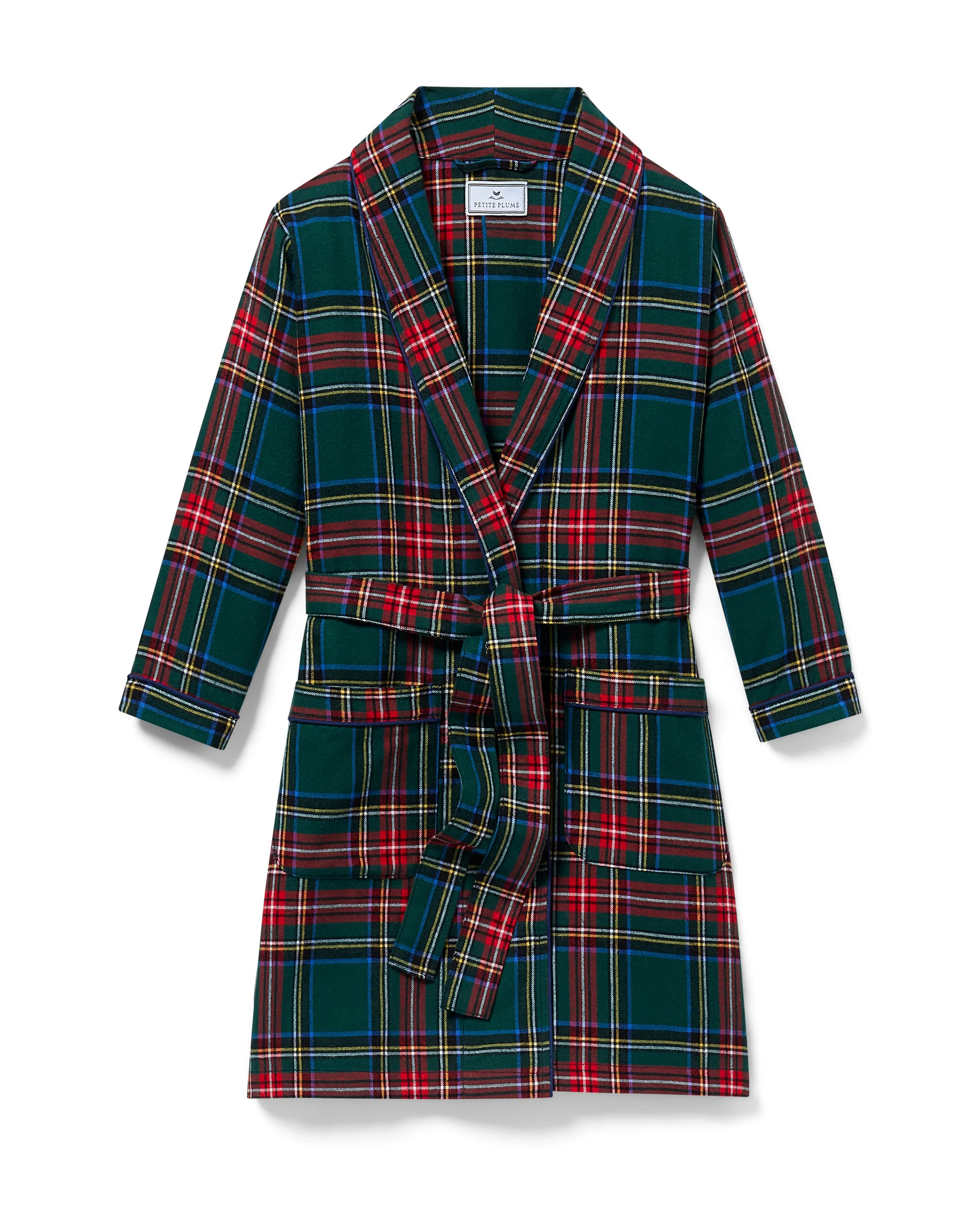 Kid's Brushed Twill Robe in Kensington Tartan | Petite Plume