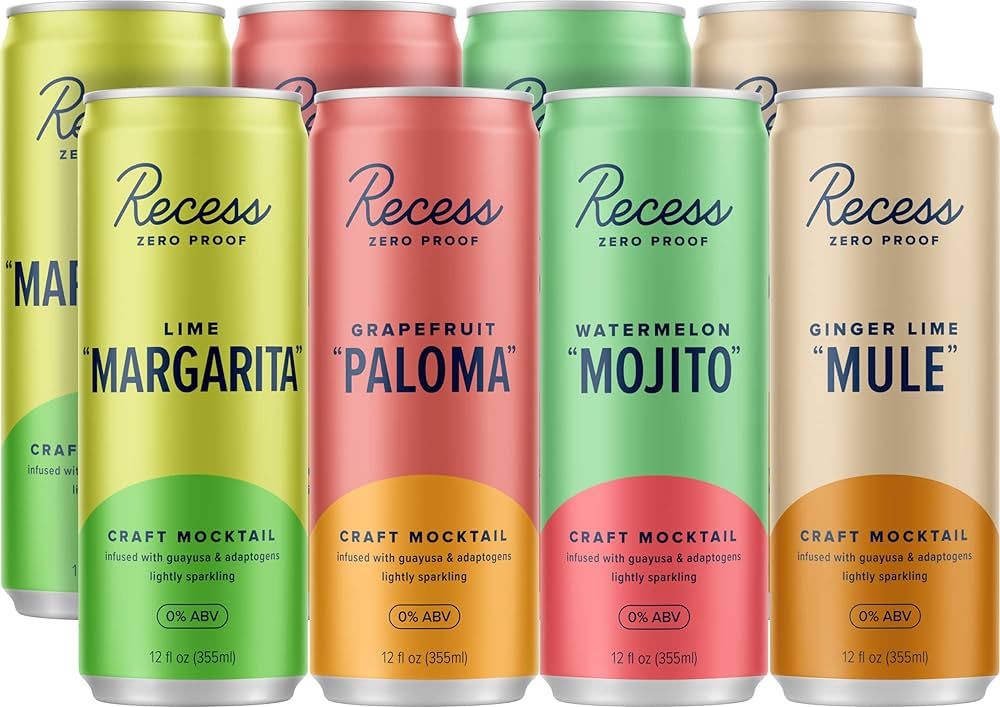 Recess Zero Proof Sampler, Craft Mocktails, Alcohol Free Drinks, With Adaptogens, Non-Alcoholic B... | Amazon (US)