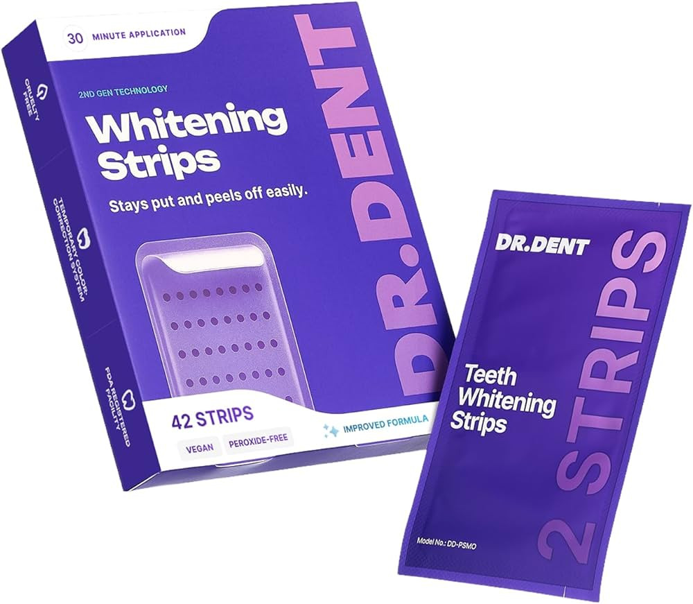 DRDENT Purple Teeth Whitening Strips 21 Treatments - Safe for Enamel - Non Sensitive Teeth Whiten... | Amazon (US)