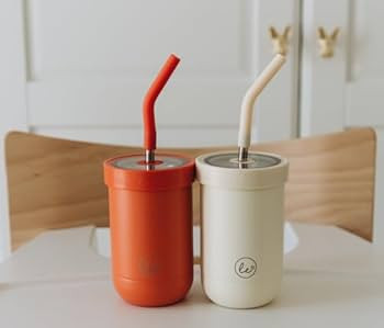 LITTLE ECOS Toddler straw cups spill proof | Set of 2 Stainless steel Baby straw sippy cups for t... | Amazon (US)