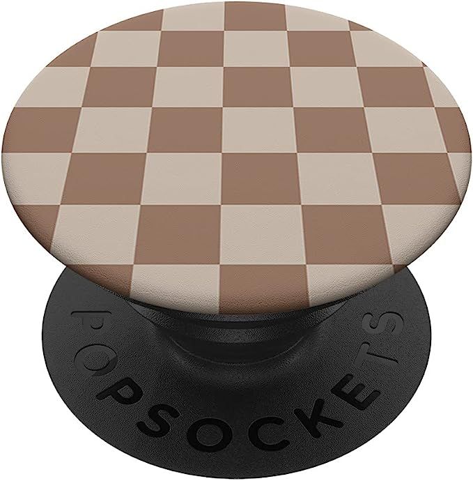 Brown Classic Checkered Big Checkerboard PopSockets Swappable PopGrip | Amazon (US)