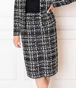x Tanya Foster Checkered Jacquard Knit Straight Skirt | Dillard's