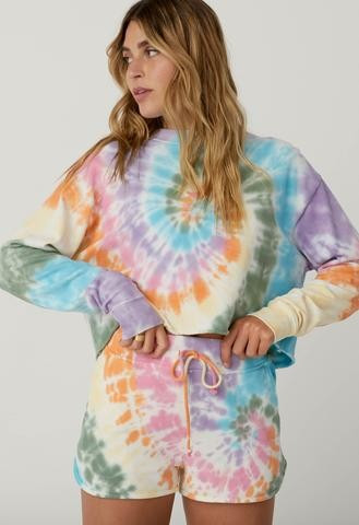 Tie Dye Sweat Short in Rainbow Spiral | Daydreamer