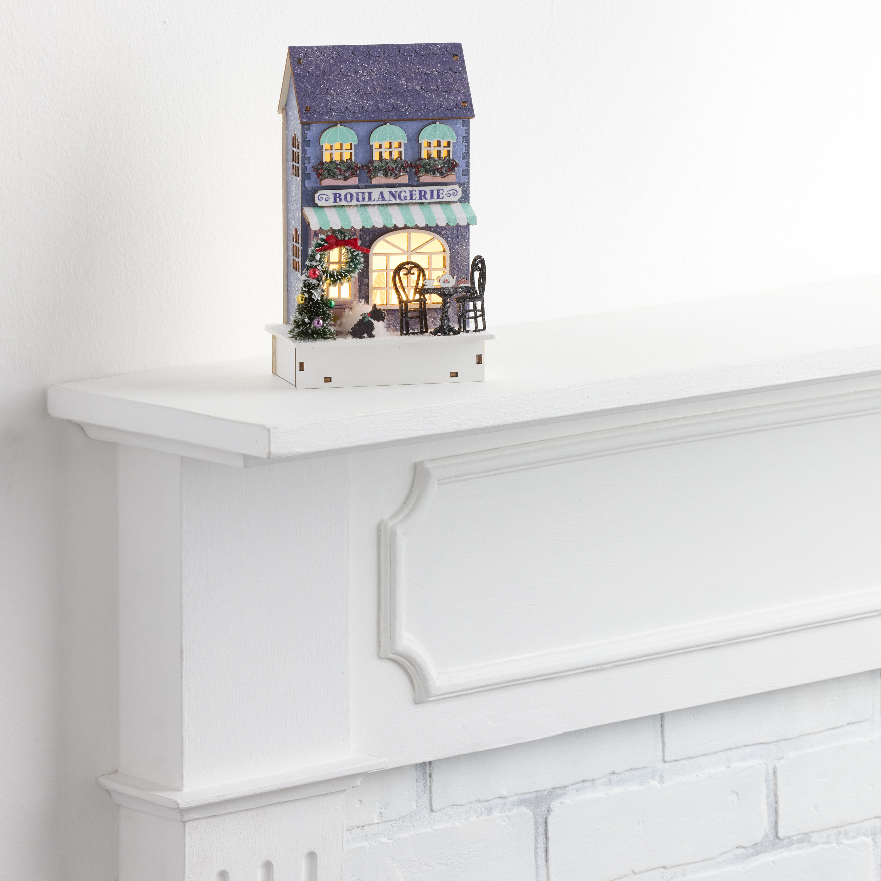 Periwinkle Laser Cut Wood Vintage Bakery LED Light Up Decor | World Market