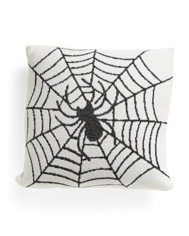 22x2 Knitted Spider And Web Pillow | TJ Maxx