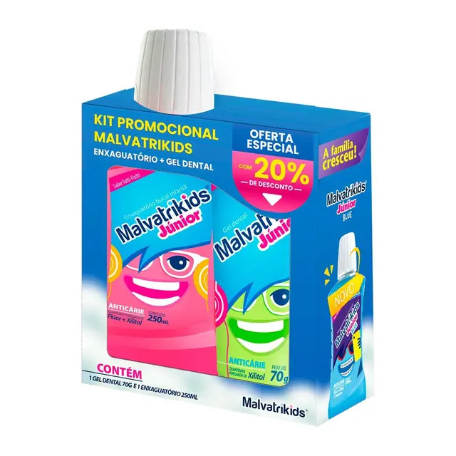 Kit Promocional Malvatrikids Enxaguante Bucal Júnior com 250ml + Pasta de Dente Júnior com 70g ... | DrogaRaia (BR)