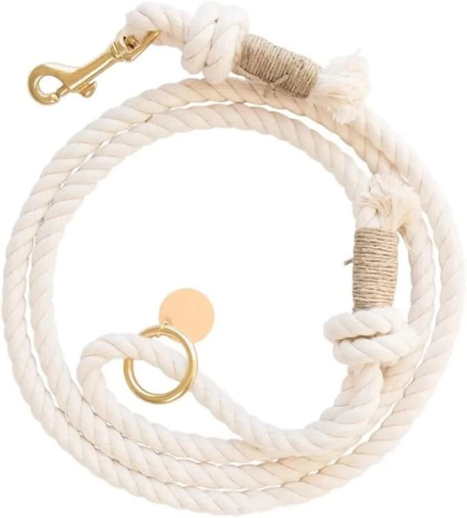 Rope Dog Leash with Heavy Duty Metal Clasp, Wedding Dog Leash, White Cotton Rope Leashes, Pretty ... | Amazon (US)