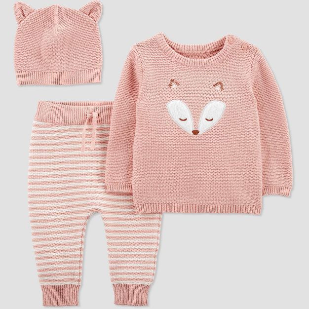 Carter&#39;s Just One You&#174; Baby Girls&#39; 3pc Fox Top &#38; Bottom Set - Pink 9M | Target