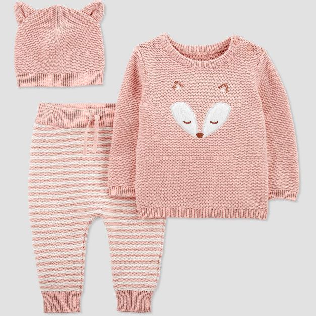 Carter's Just One You®️ Baby Girls' 3pc Fox Top & Bottom Set - Pink | Target