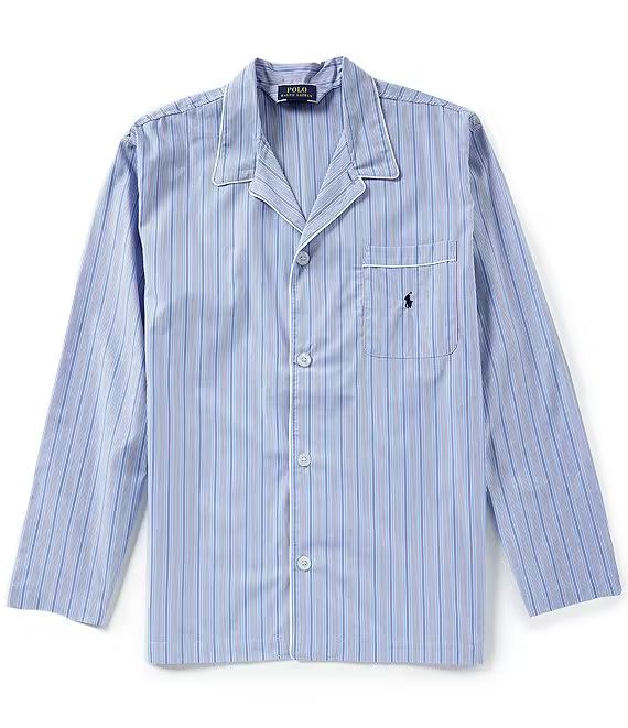 Long Sleeve Woven Vertical Striped Pajama Top | Dillard's