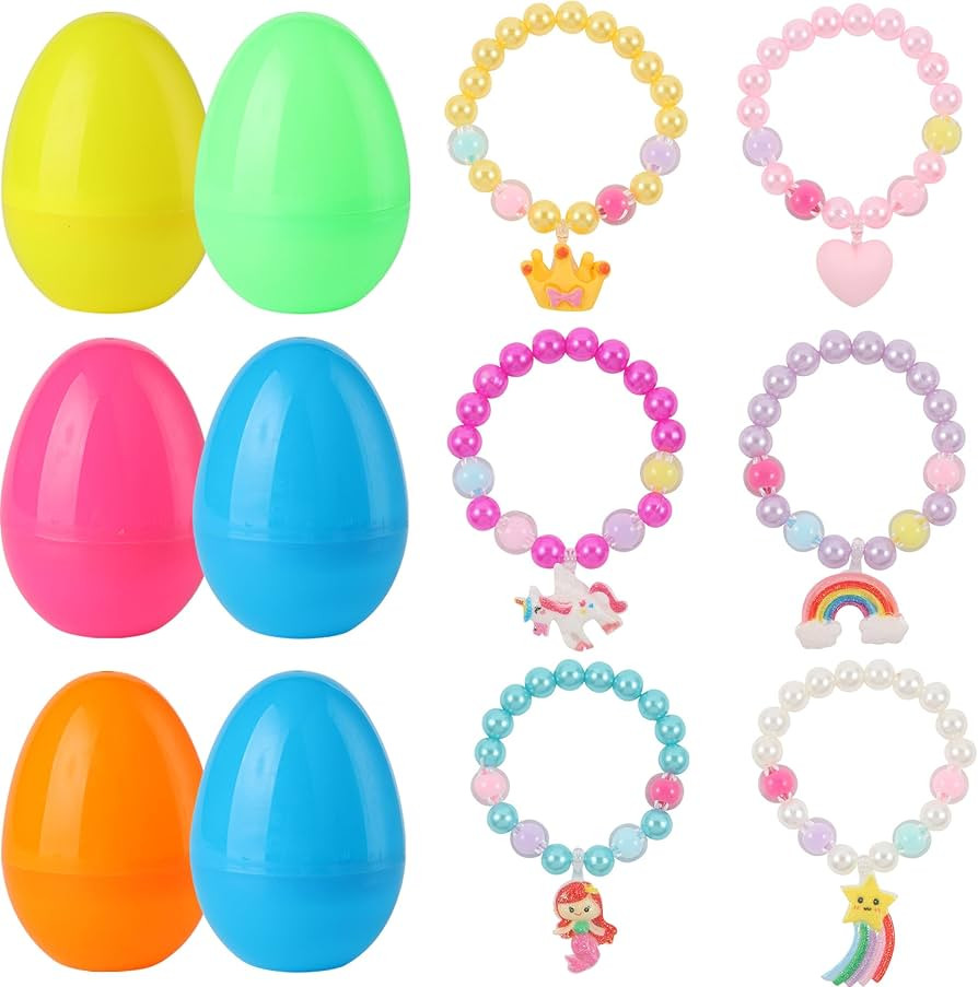 xutengy 12Pcs Easter Basket Stuffers for Girls Toddler Teens，Prefilled Easter Egg with Beaded B... | Amazon (US)