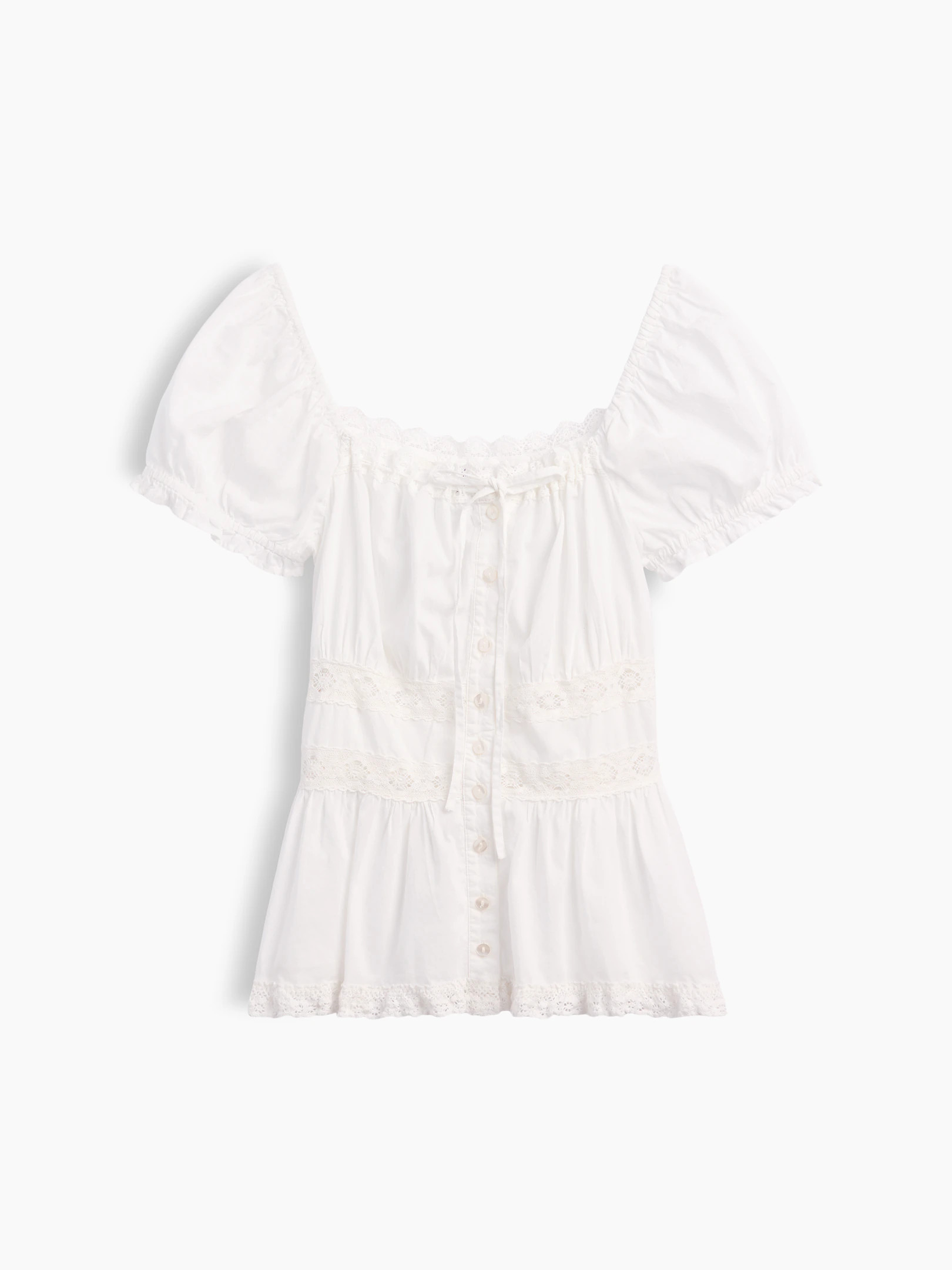 Square-Neck Lace-Trim Peplum Top | Gap (US)