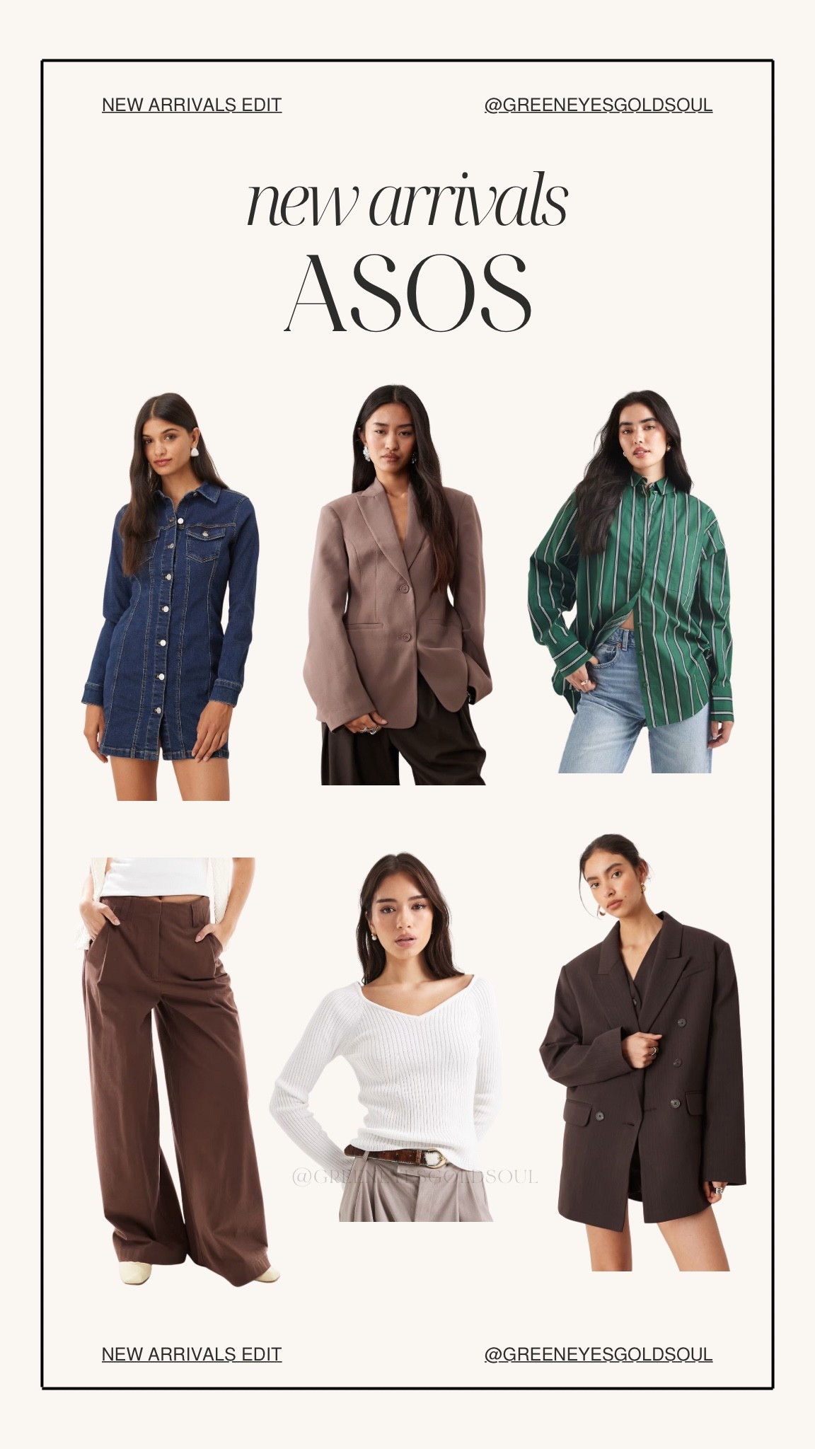 ASOS new arrivals 😘

Denim, dress, mini, blazer, long sleeve, sweater, button up, work wear, trousers, pants, ribbed, fall, holiday 

#LTKFindsUnder50 #LTKFindsUnder100